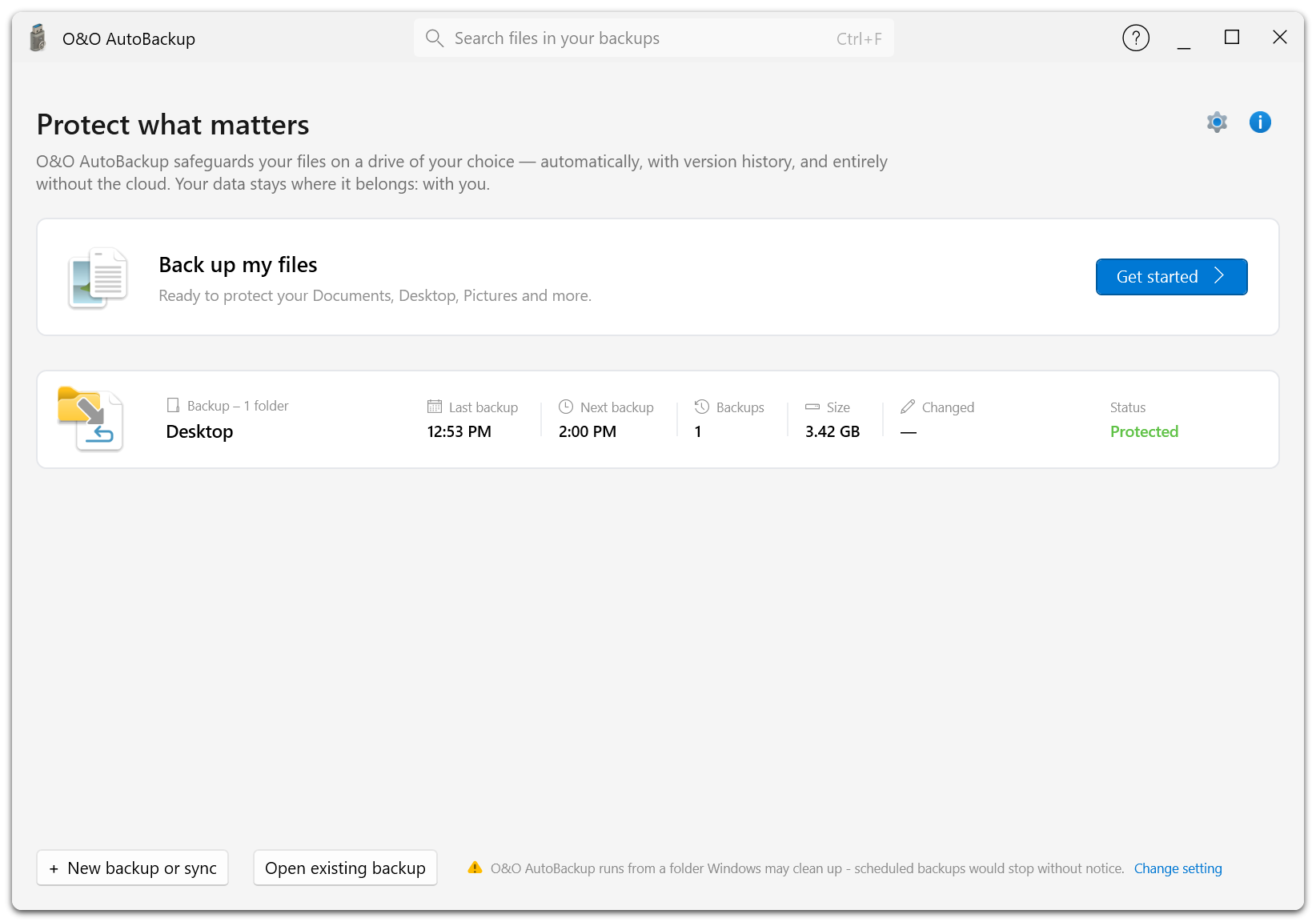 O&O AutoBackup 8 Screenshot 1
