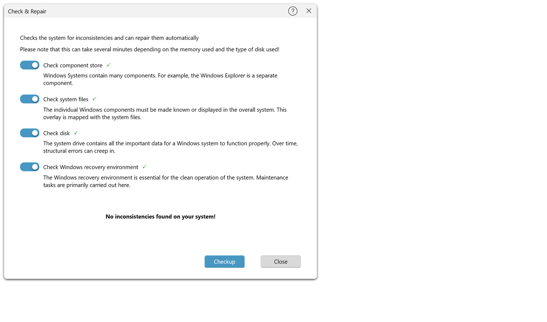 O&O Check&Repair - System maintenance of your data carriers