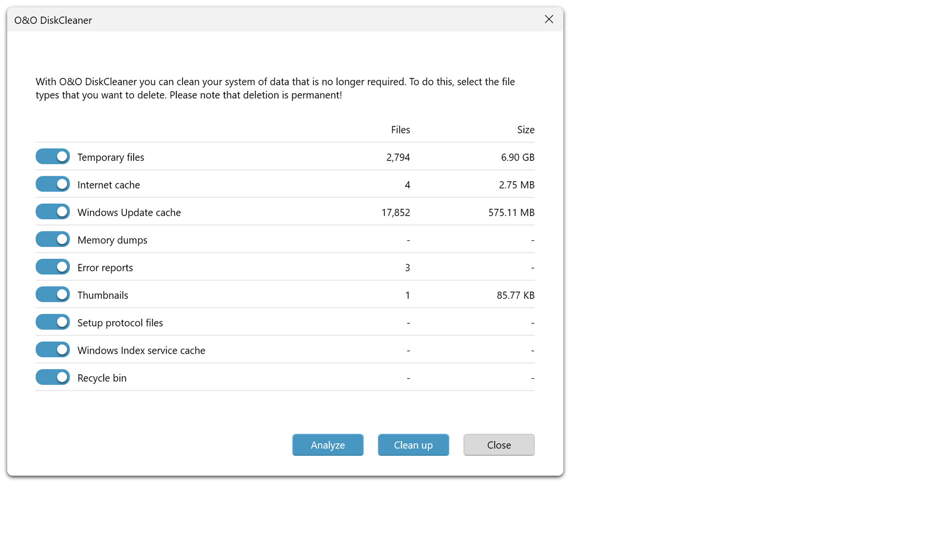 O&O DiskCleaner - Creates space, improves performance