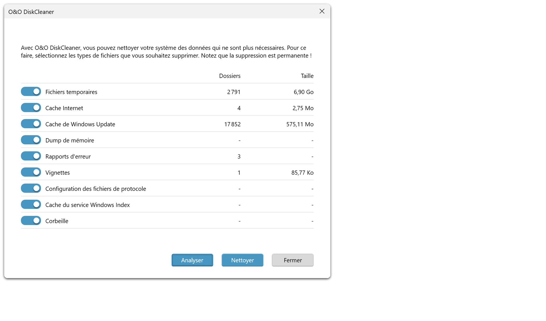 O&O DiskCleaner - Espace libéré. Performances accrues