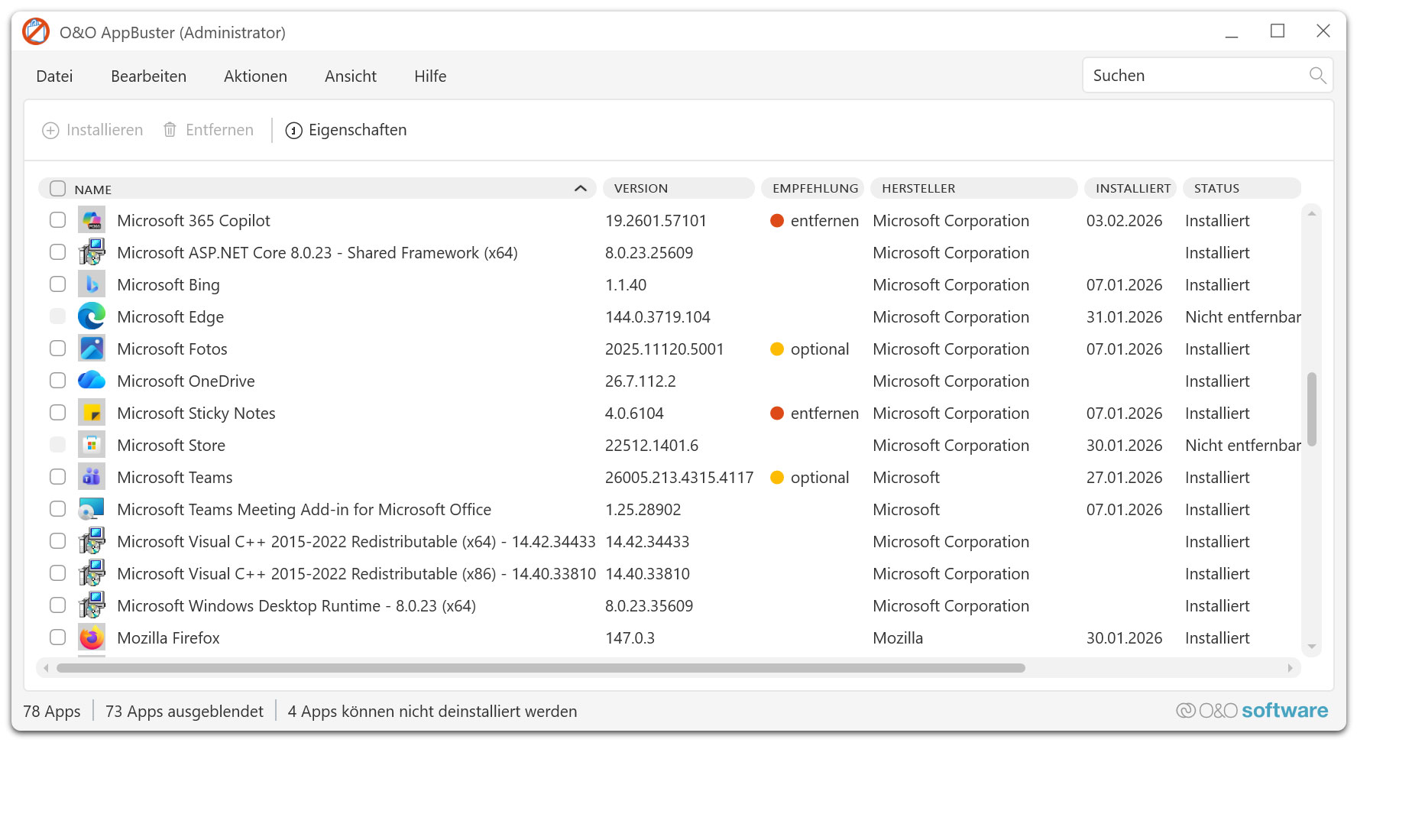 O&O AppBuster - Der kostenlose Uninstaller für unerwünschte Apps