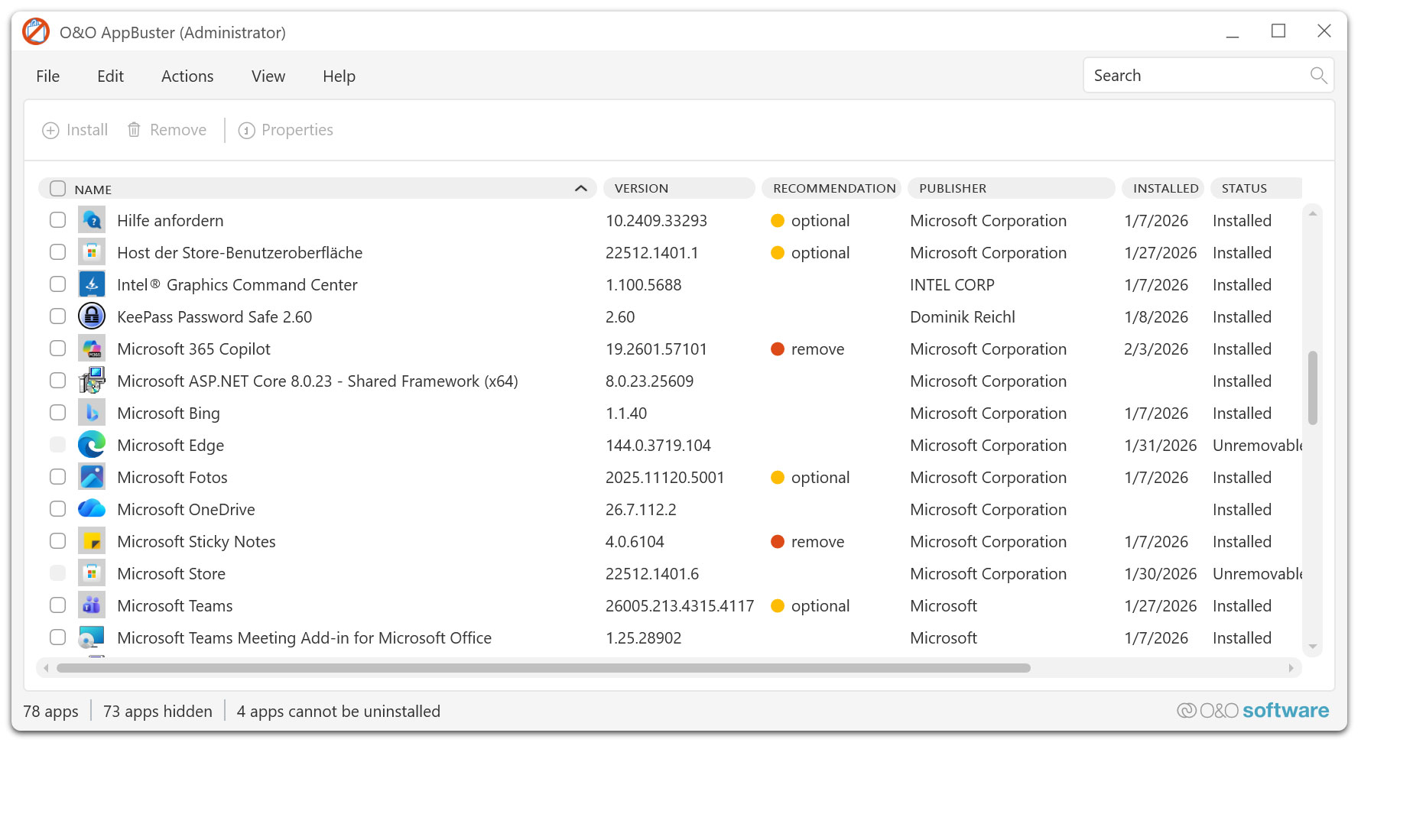 O&O AppBuster - El desinstalador gratuito para aplicaciones no deseadas