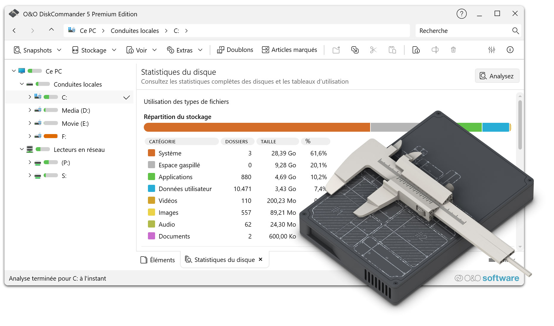O&O DiskCommander 5 - Analyse de disque et tests de sauvegarde