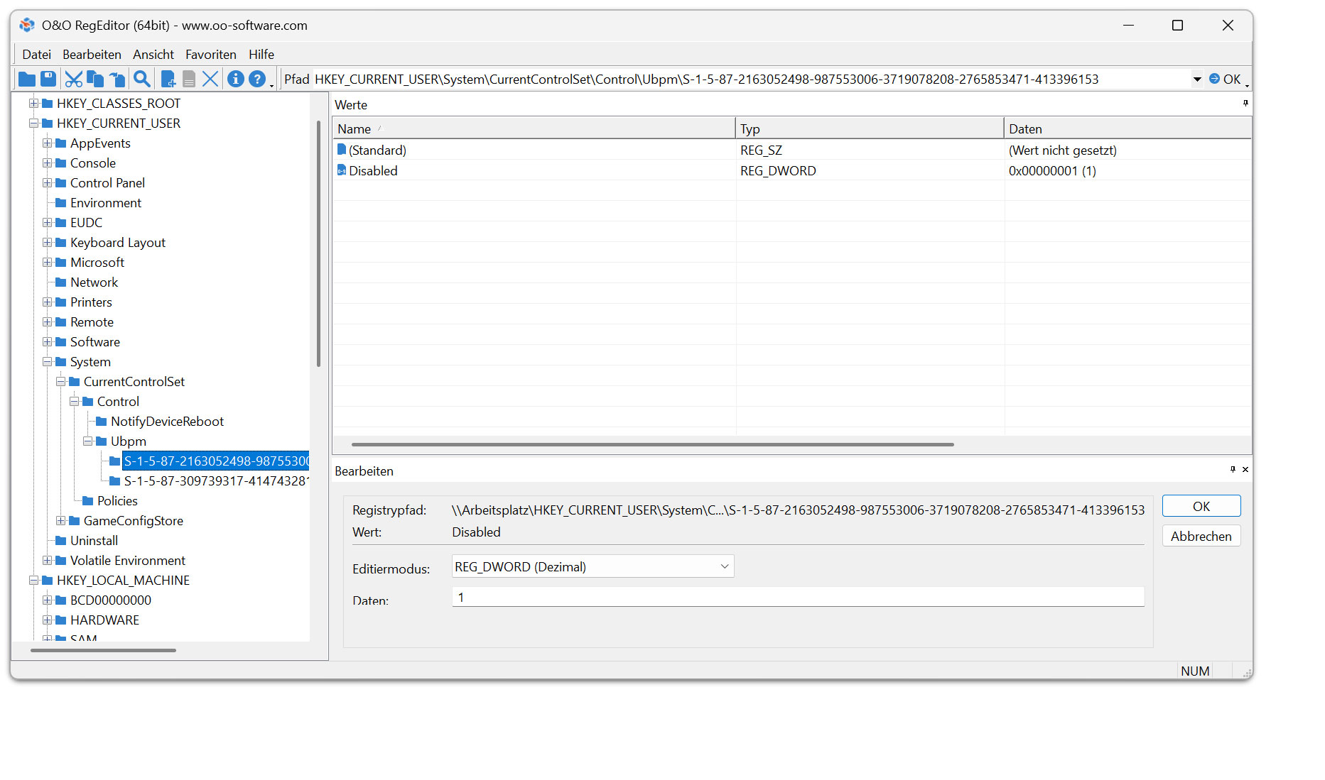 O&O RegEditor - Bearbeitung der Windows-Registry