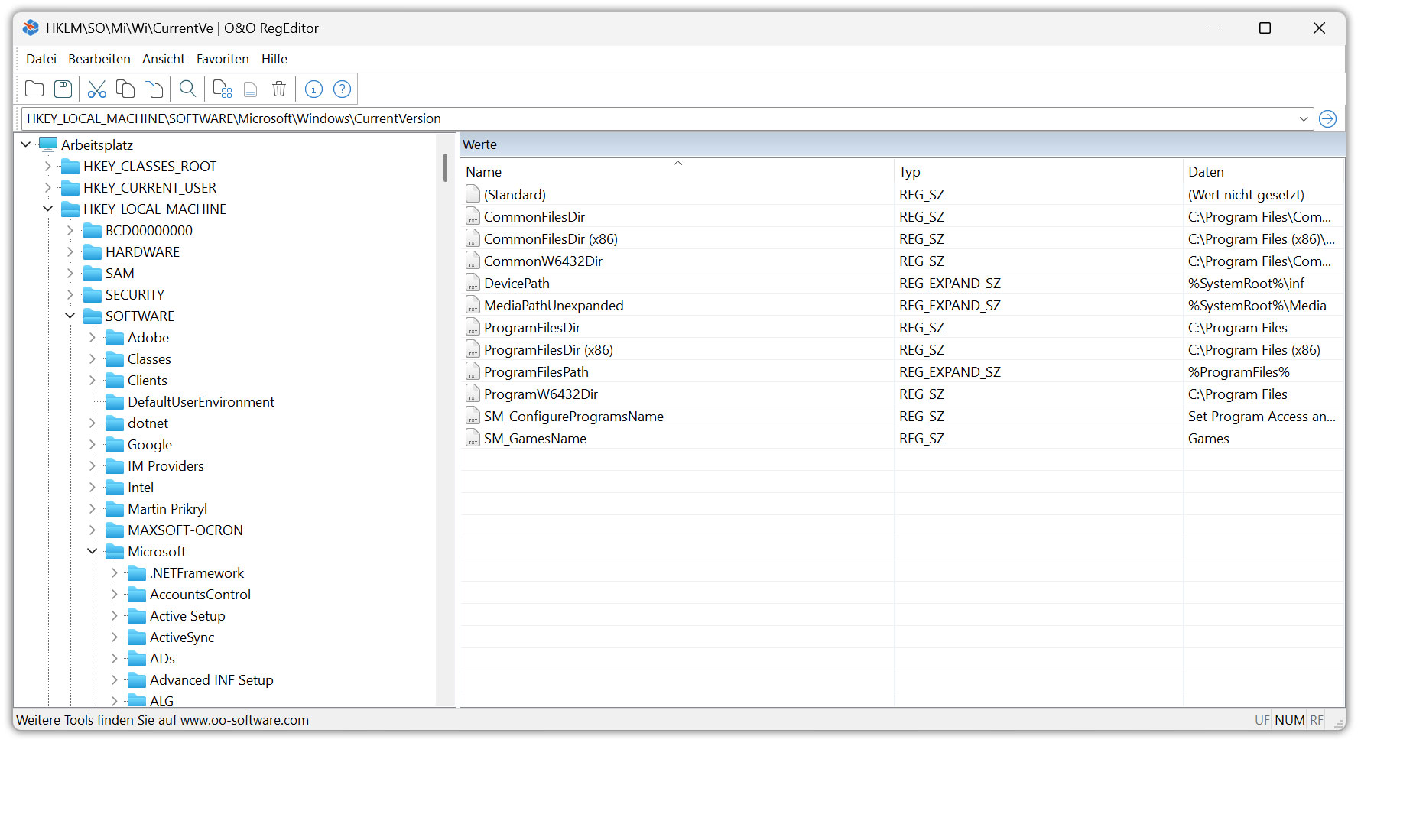 O&O RegEditor - Bearbeitung der Windows-Registry