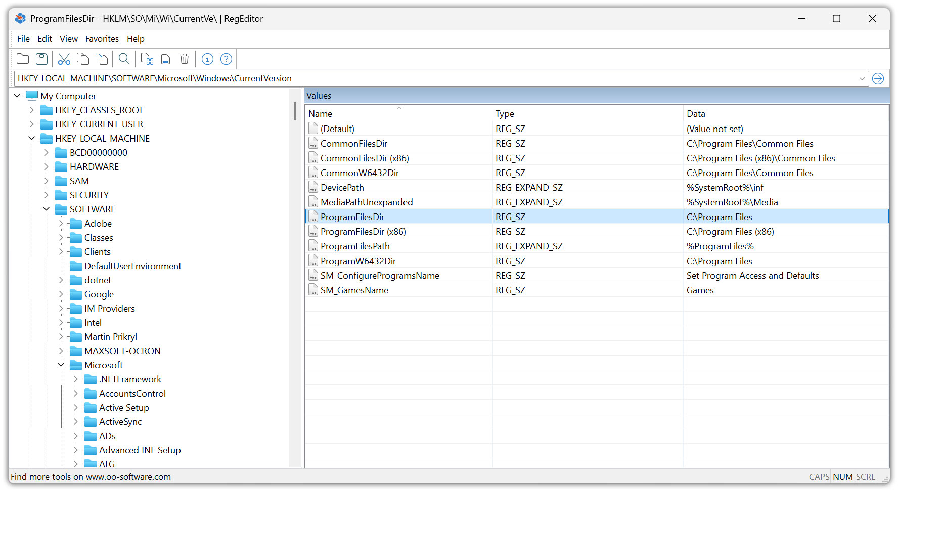 O&O RegEditor - Modification du registre Windows