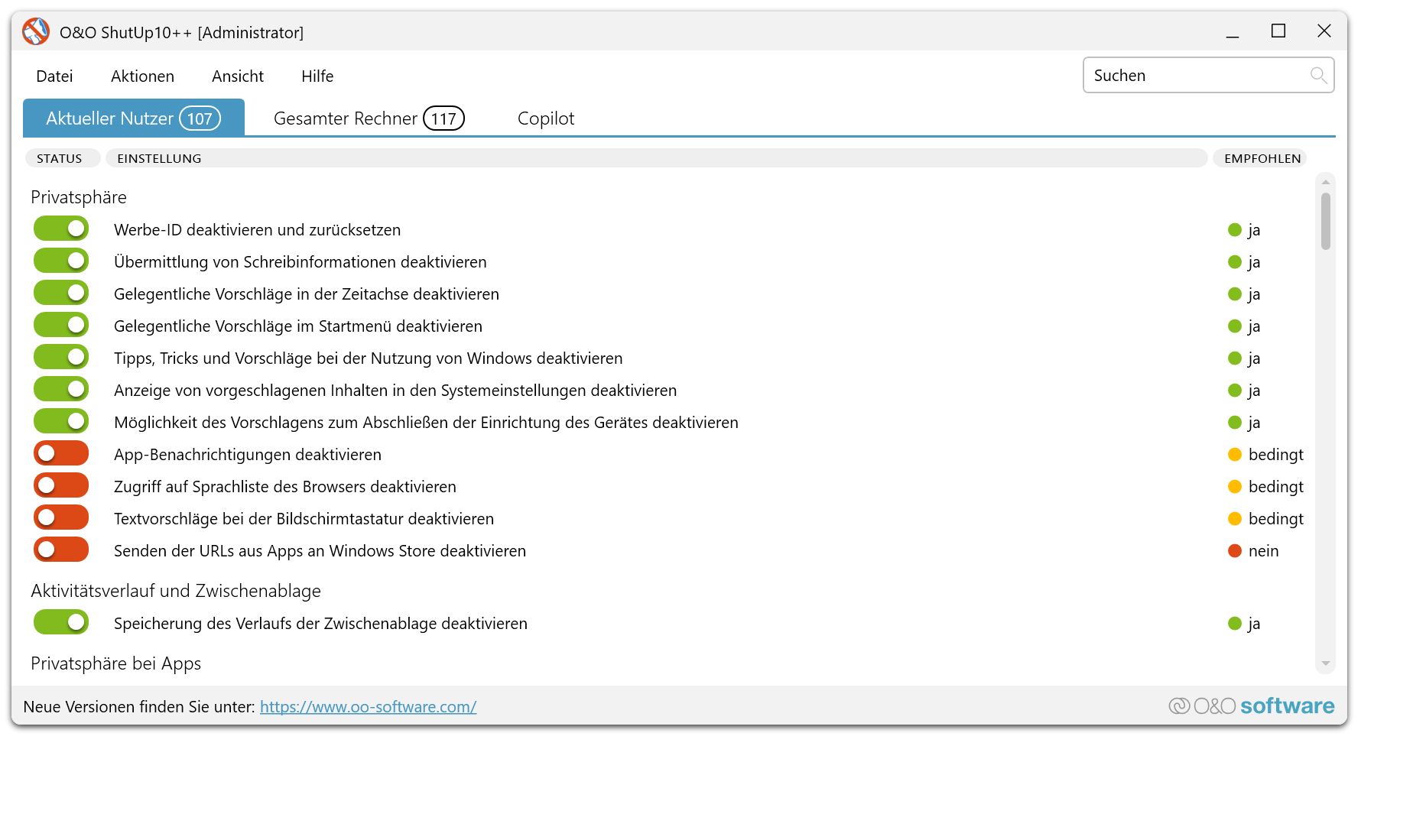 O&O ShutUp10++ - Das Antispy-Tool für Windows 10 und 11!