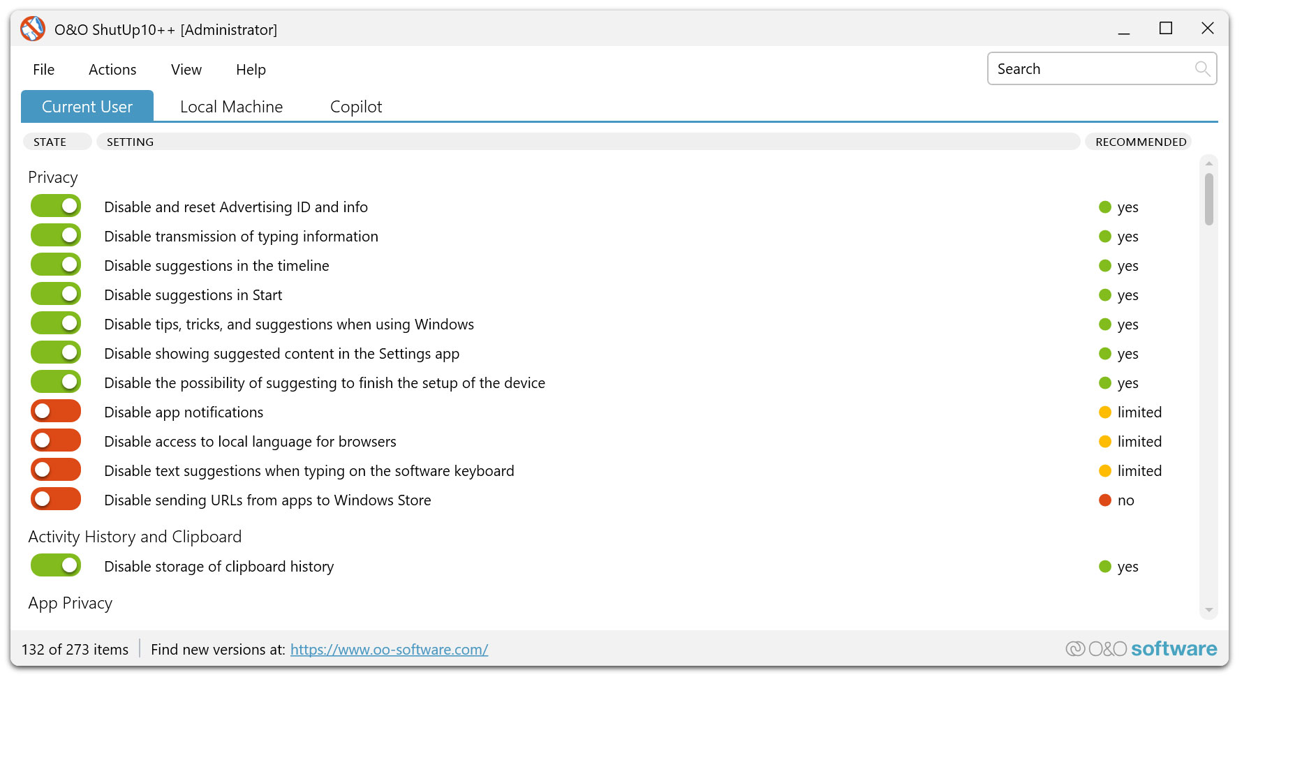 O&O ShutUp10++ - The antispy tool for Windows 10 and 11!