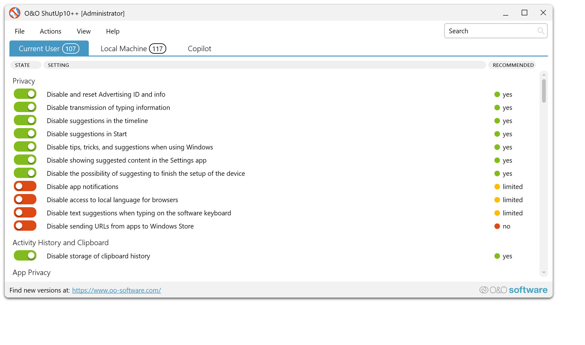 O&O ShutUp10++ - The antispy tool for Windows 10 and 11!
