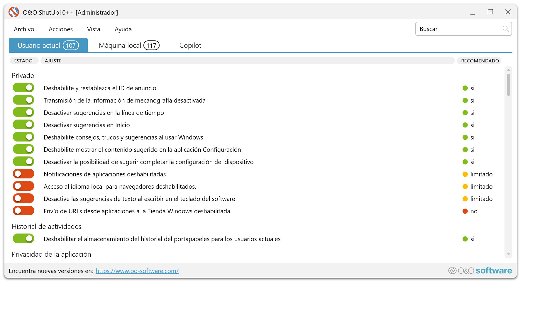 O&O ShutUp10++ - ¡Antiespía para Windows 10 y 11!