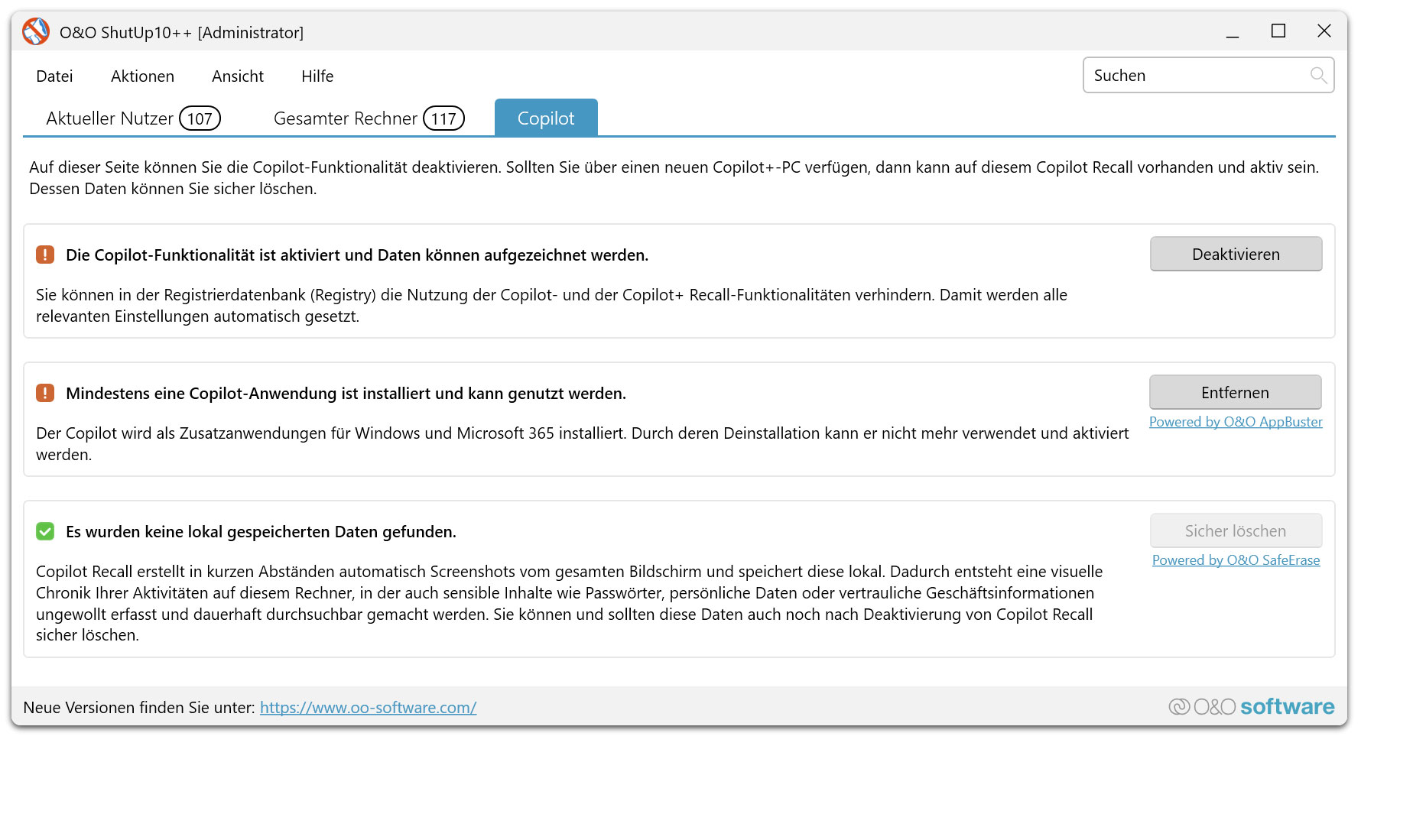 O&O ShutUp10++  - DSGVO-konformes Windows