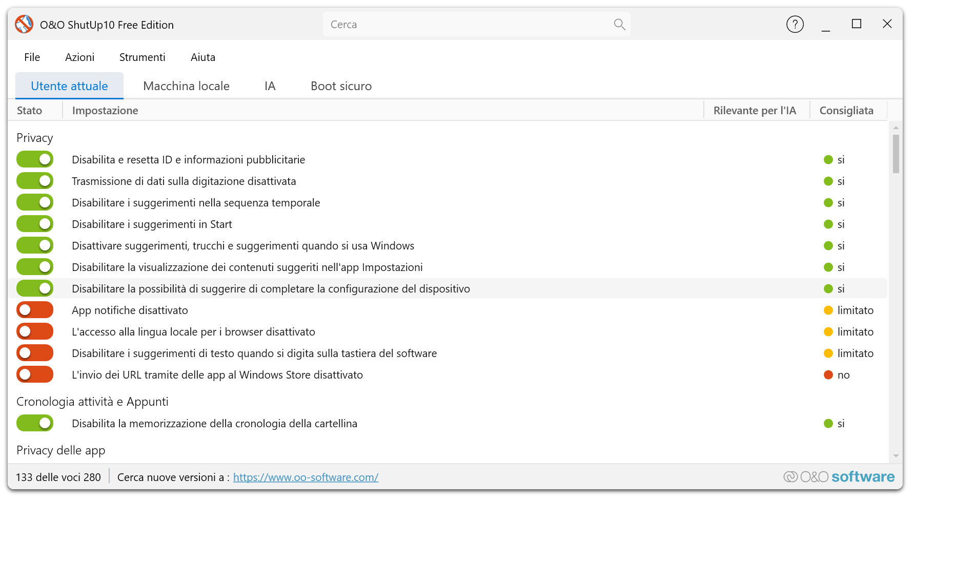 O&O ShutUp10 - Lo strumento antispia per Windows 10 e 11!