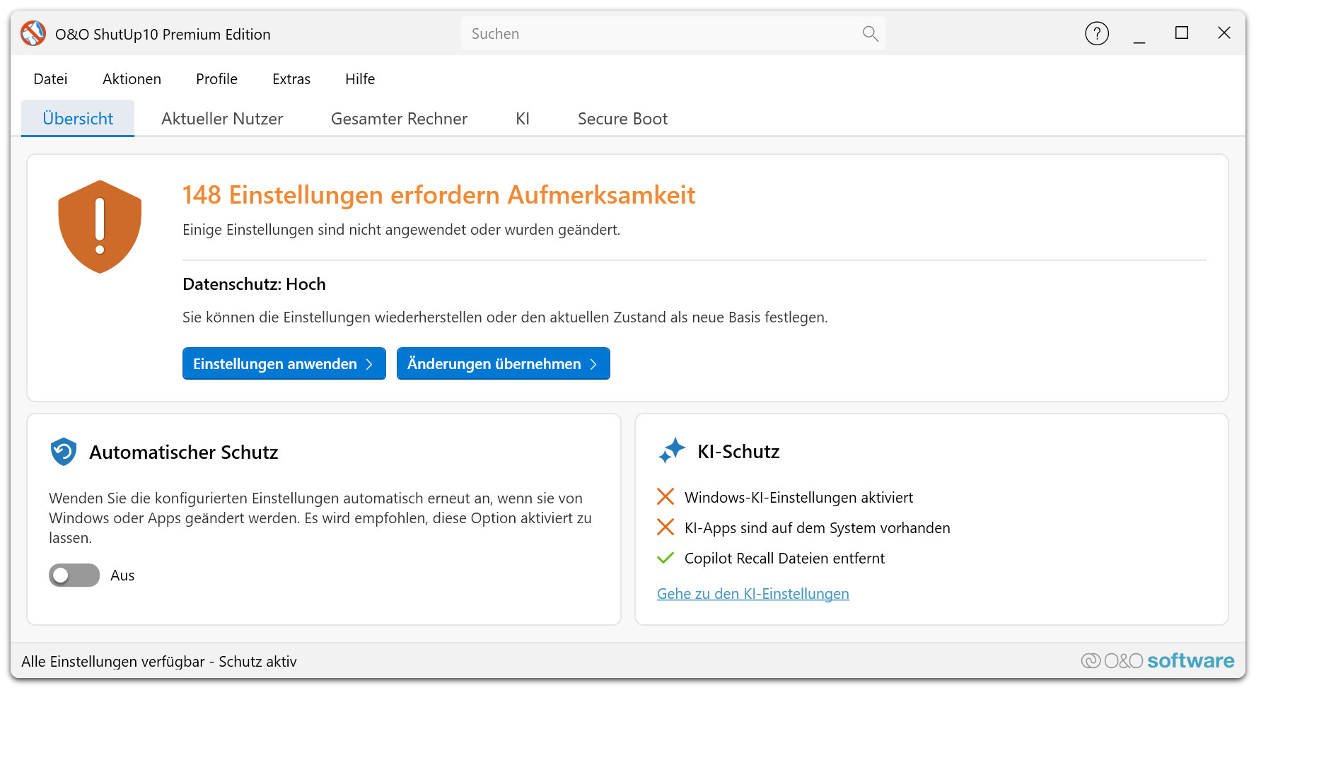 O&O ShutUp 10 Premium - Schützen Sie Ihre Privatsphäre in Windows 11 & 10 - dauerhaft und vollautomatisch