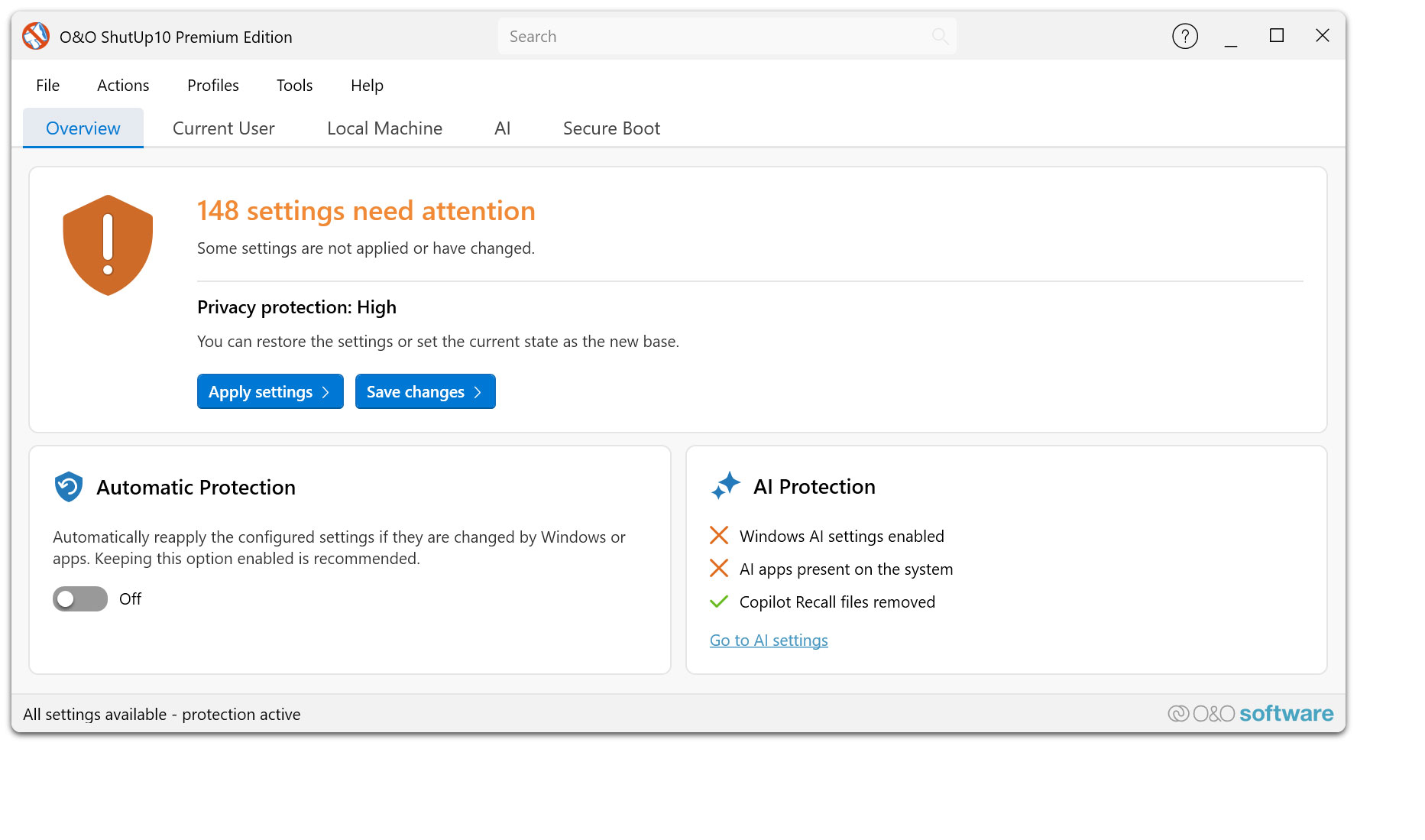 O&O ShutUp 10 Premium - Protect Your Privacy in Windows 11 & 10 – Permanently and Fully Automatically