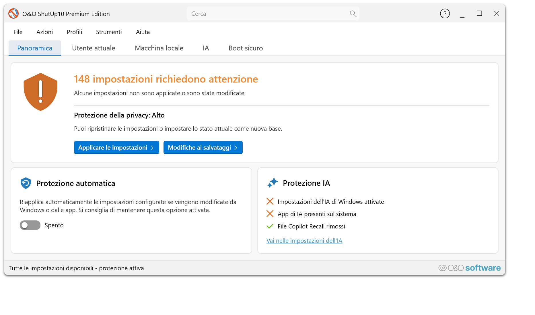 O&O ShutUp 10 Premium - Proteggi la tua privacy in Windows 11 & 10 – in modo permanente e completamente automatico