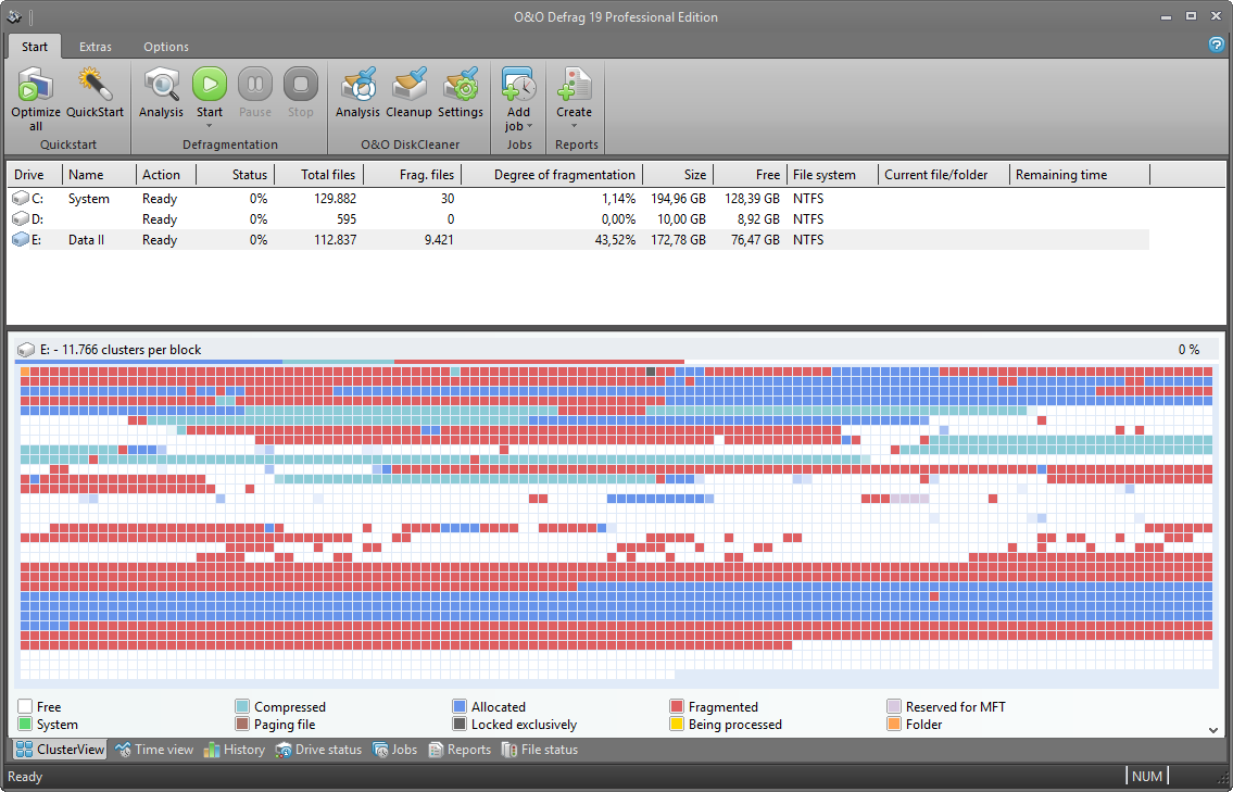 O&O Defrag Professional Edition screenshot